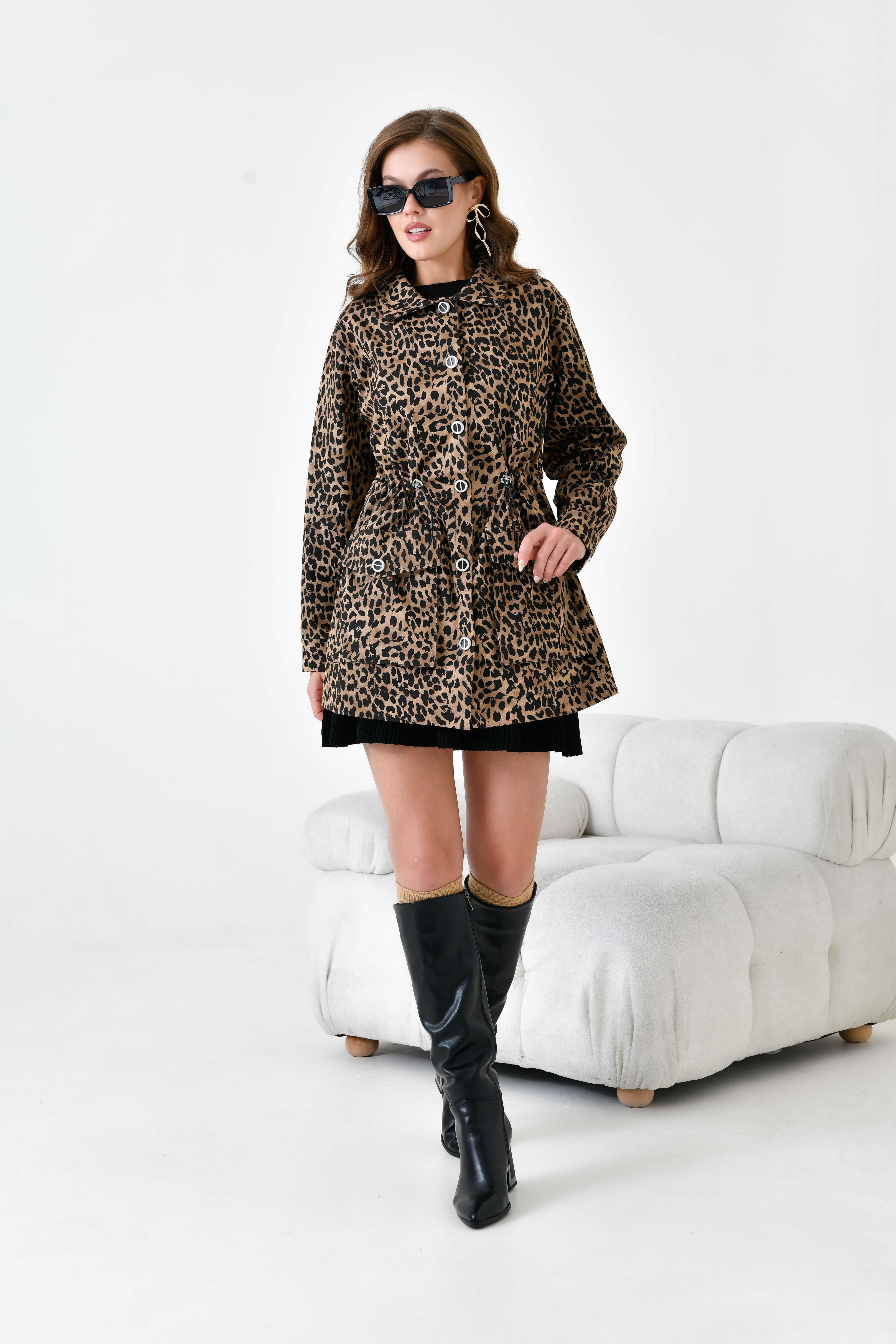 Firoy Kadın Leopar Desen Kap  LEOPAR