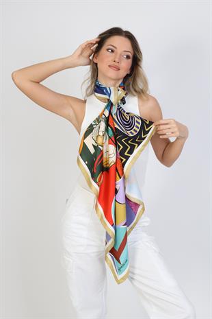 Abstract Desen Twill İpek Eşarp 95x95
