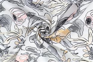 Çiçek Desenli Gri Pamuklu Şal