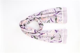 Bahar Desenli Lila Pamuklu Şal