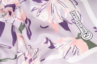 Bahar Desenli Lila Pamuklu Şal