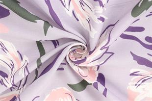 Bahar Desenli Lila Pamuklu Şal