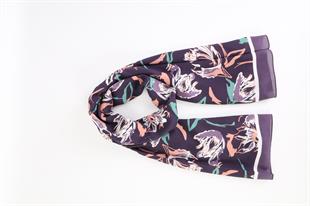 Bahar Desenli Mor Pamuklu Şal