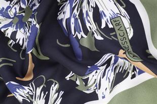 Bahar Desenli Siyah Pamuklu Şal