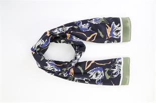 Bahar Desenli Siyah Pamuklu Şal