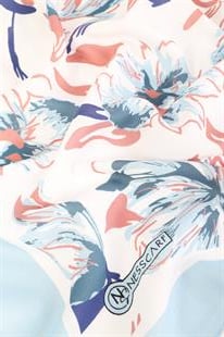 Bahar Desenli Turkuaz Pamuklu Şal