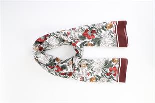 Çiçek Desenli Bordo Pamuklu Şal