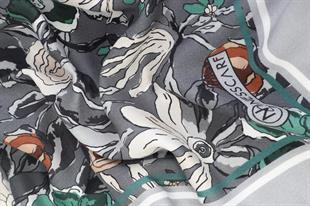 Çiçek Desenli Gri Pamuklu Şal