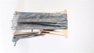 Çiçek Desenli Gri Şardonlu Paşmina Şal 