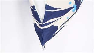 Çiçek Desenli Lacivert Süet Yastık /Kırlent Kılıfı 48x48 cm