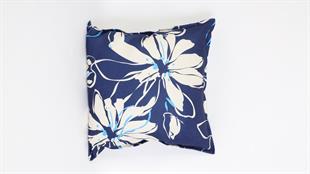 Çiçek Desenli Lacivert Süet Yastık /Kırlent Kılıfı 48x48 cm