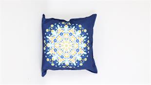 Çiçek Desenli Lacivert Süet Yastık /Kırlent Kılıfı 48x48 cm