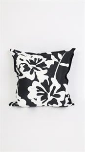 Çiçek Desenli Siyah Kadife Yastık /Kırlent Kılıfı 48x48 cm