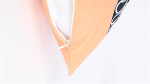 Çiçek Desenli Turuncu Kadife Yastık /Kırlent Kılıfı 48x48 cm