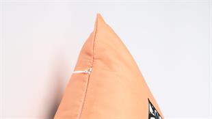 Çiçek Desenli Turuncu Süet Yastık /Kırlent Kılıfı 48x48 cm