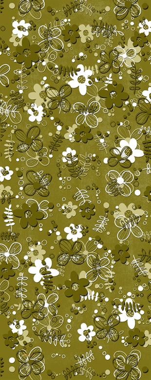 Çiçek Desenli Yeşil Koton Şal 