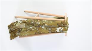 Çiçek Desenli Yeşil Koton Şal 