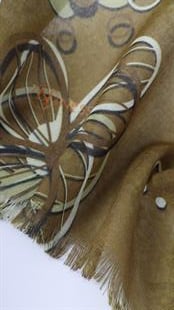 Çiçek Desenli Yeşil Koton Şal 