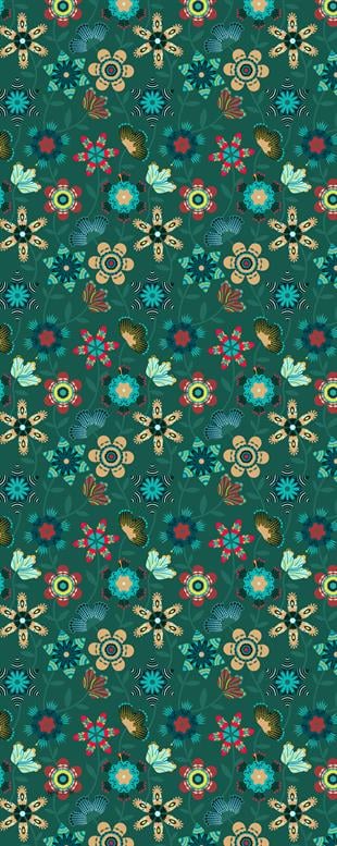 Çiçek Desenli Yeşil Koton Şal 