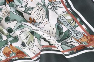 Çiçek Desenli Yeşil Pamuklu Şal