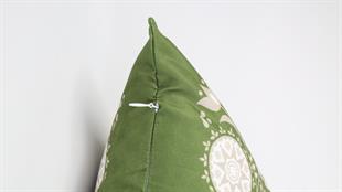 Çiçek Desenli Yeşil Süet Yastık /Kırlent Kılıfı 48x48 cm