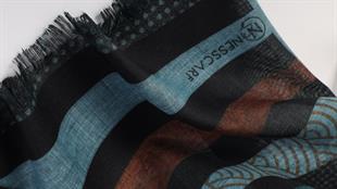 Çizgi Desen Yeşil Koton Şal 