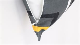 Çizgi Desenli Gri Kadife Yastık /Kırlent Kılıfı 48x48 cm