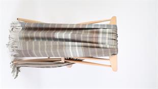 Çizgi Desenli Kahverengi Şardonlu Paşmina Şal 