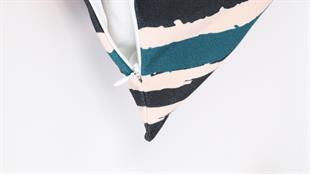 Çizgi Desenli Krem Kadife Yastık /Kırlent Kılıfı 48x48 cm