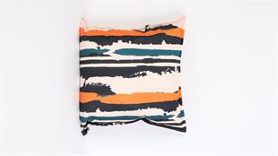 Çizgi Desenli Krem Kadife Yastık /Kırlent Kılıfı 48x48 cm