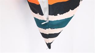 Çizgi Desenli Krem Süet Yastık /Kırlent Kılıfı 48x48 cm