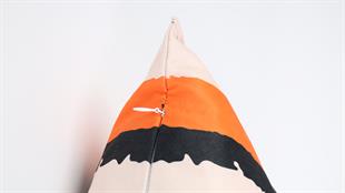 Çizgi Desenli Krem Süet Yastık /Kırlent Kılıfı 48x48 cm