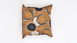 Daire Desenli Kahverengi Kadife Yastık /Kırlent Kılıfı 48x48 cm