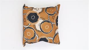 Daire Desenli Kahverengi Süet Yastık /Kırlent Kılıfı 48x48 cm