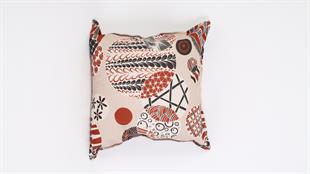 Daire Desenli Kahverengi Süet Yastık /Kırlent Kılıfı 48x48 cm