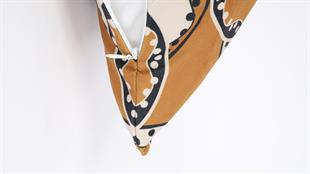 Daire Desenli Kahverengi Süet Yastık /Kırlent Kılıfı 48x48 cm