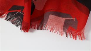 Desenli Kırmızı Koton Şal 