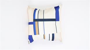 Desenli Krem Kadife Yastık /Kırlent Kılıfı 48x48 cm