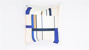 Desenli Krem Süet Yastık /Kırlent Kılıfı 48x48 cm