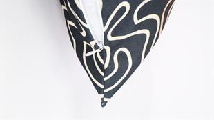 Desenli Mavi Kadife Yastık /Kırlent Kılıfı 48x48 cm