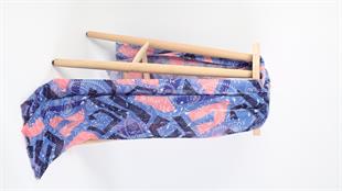 Desenli Mavi Koton Şal 