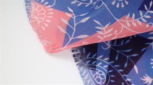 Desenli Mavi Koton Şal 