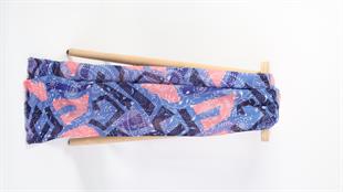 Desenli Mavi Koton Şal 