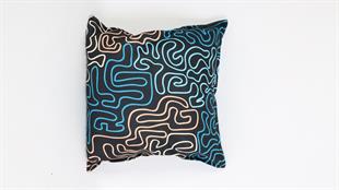 Desenli Mavi Süet Yastık /Kırlent Kılıfı 48x48 cm