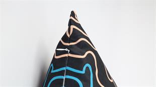 Desenli Mavi Süet Yastık /Kırlent Kılıfı 48x48 cm