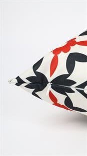 Desenli Siyah-Kırmızı Süet Yastık /Kırlent Kılıfı 48x48 cm