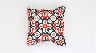 Desenli Siyah-Kırmızı Süet Yastık /Kırlent Kılıfı 48x48 cm