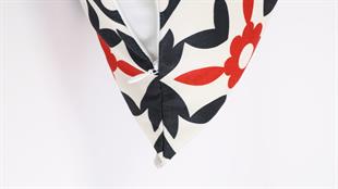 Desenli Siyah-Kırmızı Süet Yastık /Kırlent Kılıfı 48x48 cm