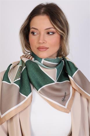 Desenli Twill İpek Eşarp / Fular 95x95