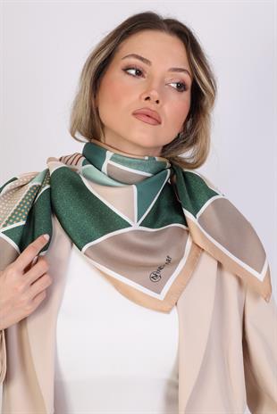 Desenli Twill İpek Eşarp / Fular 95x95